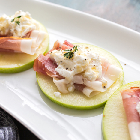 Green Apple Prosciutto and Chevre Slices