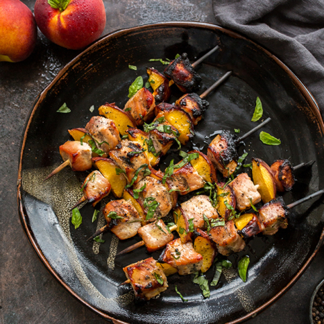 Honey Pork and Nectarine Skewers