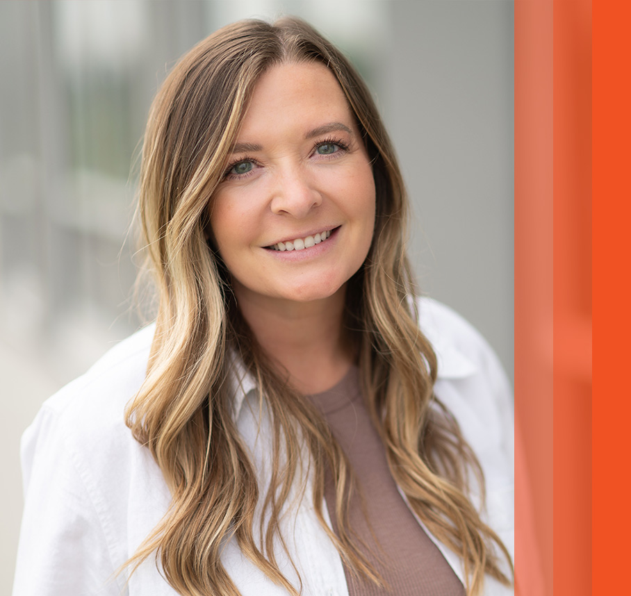 Jordan headshot with orange bars.