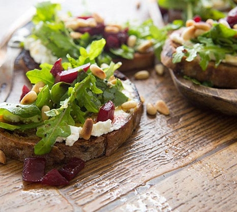 Honey-Drizzled Arugula Toast