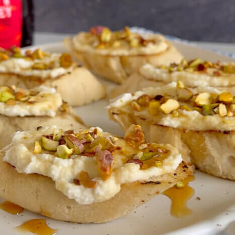 Pistachio Ricotta Crostinis