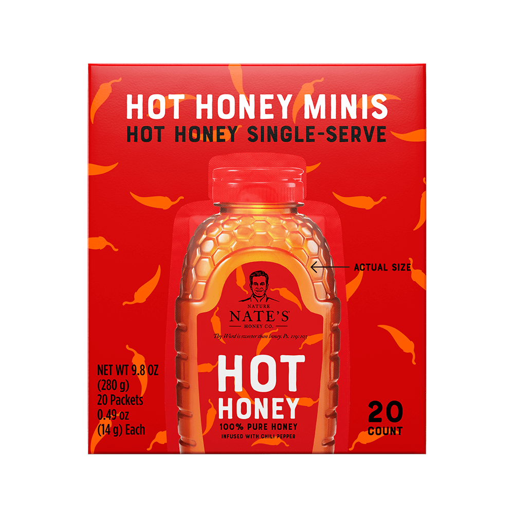 Hot honey minis front of box.