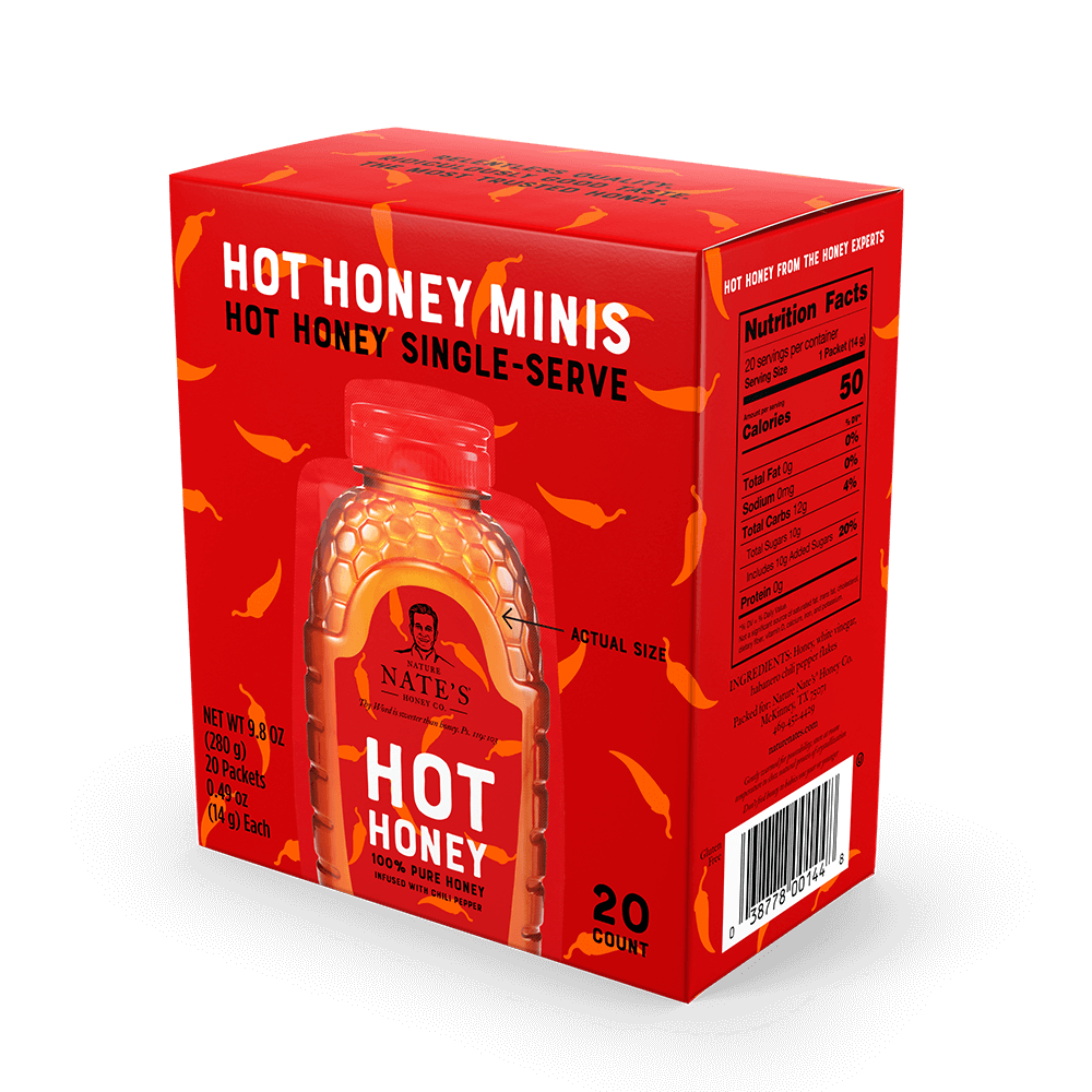 Hot honey minis right angle of box.