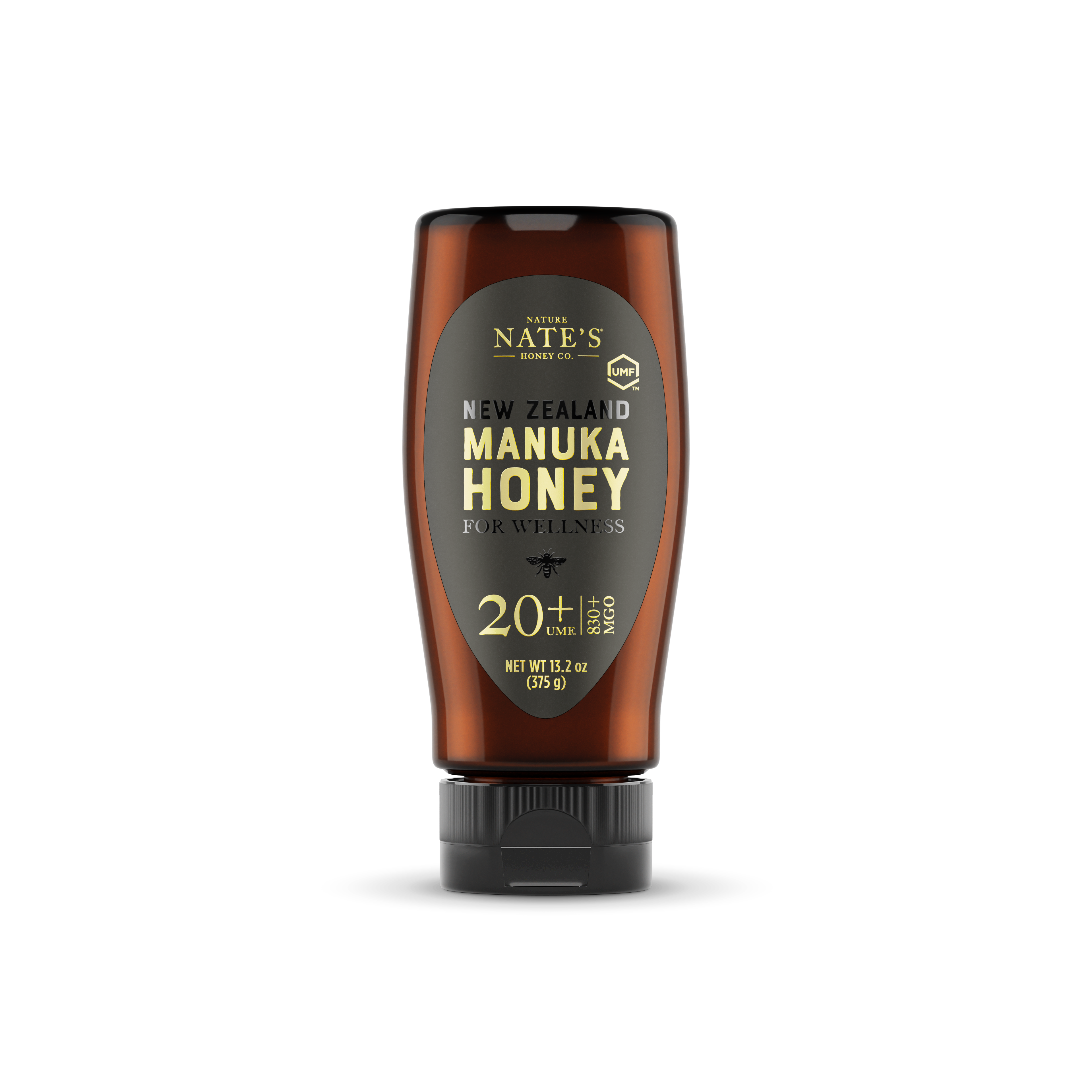 Front label of Nate's bottle of manuka UMF 830.